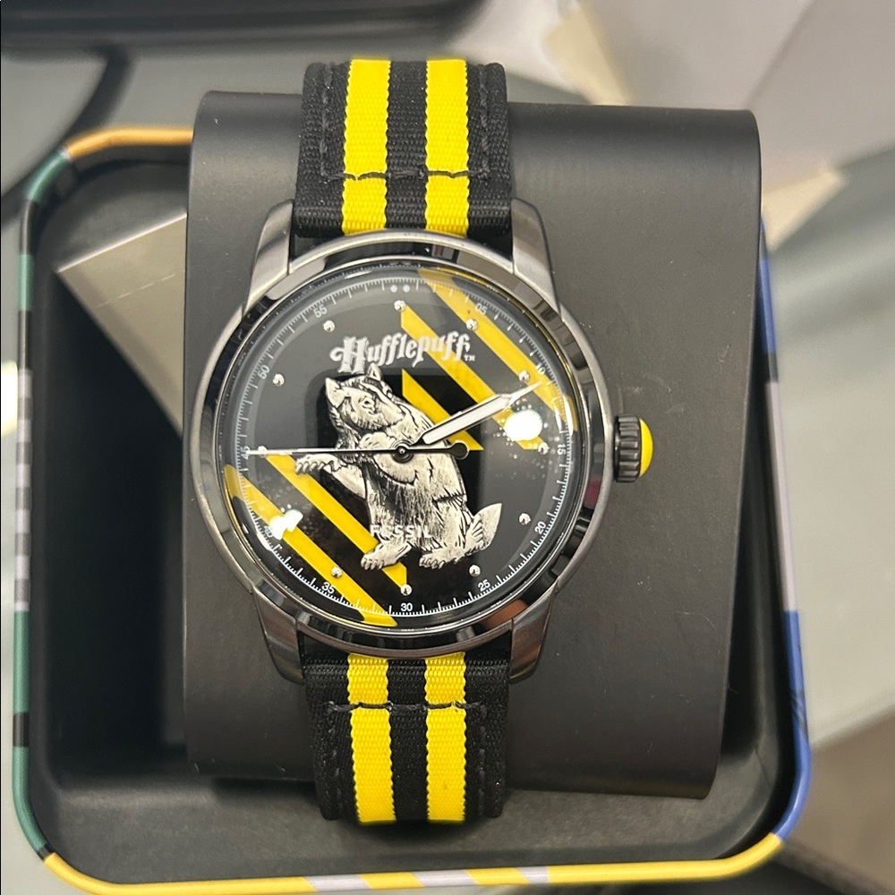 Fossil Harry Potter Hufflepuff Black and Yellow Striped men Watch